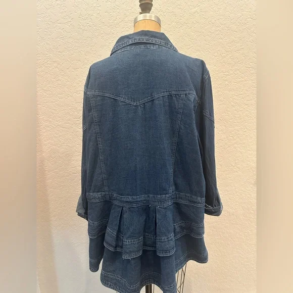 Nostalgia Blue Denim Jacket with drawstring waist and peplum - Picture 2 of 7